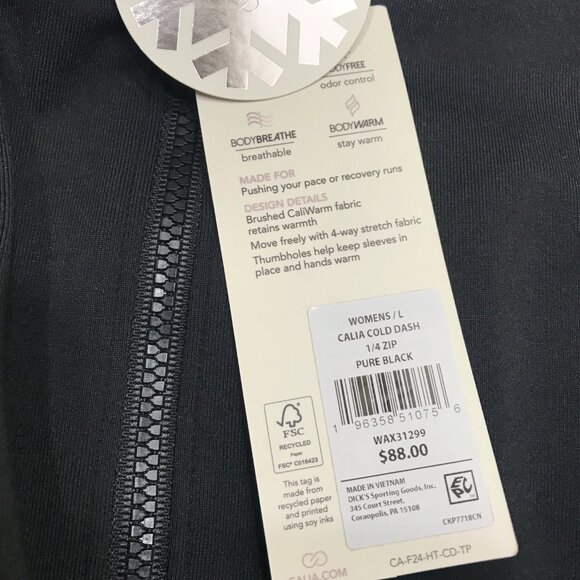 Calia Women's Cold Dash 1/4 Zip in Pure Black NWT - Picture 6 of 6